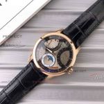 Perfect Replica IWC Portugieser Rose Gold Case Black Moonphase Black Leather 42mm Watch